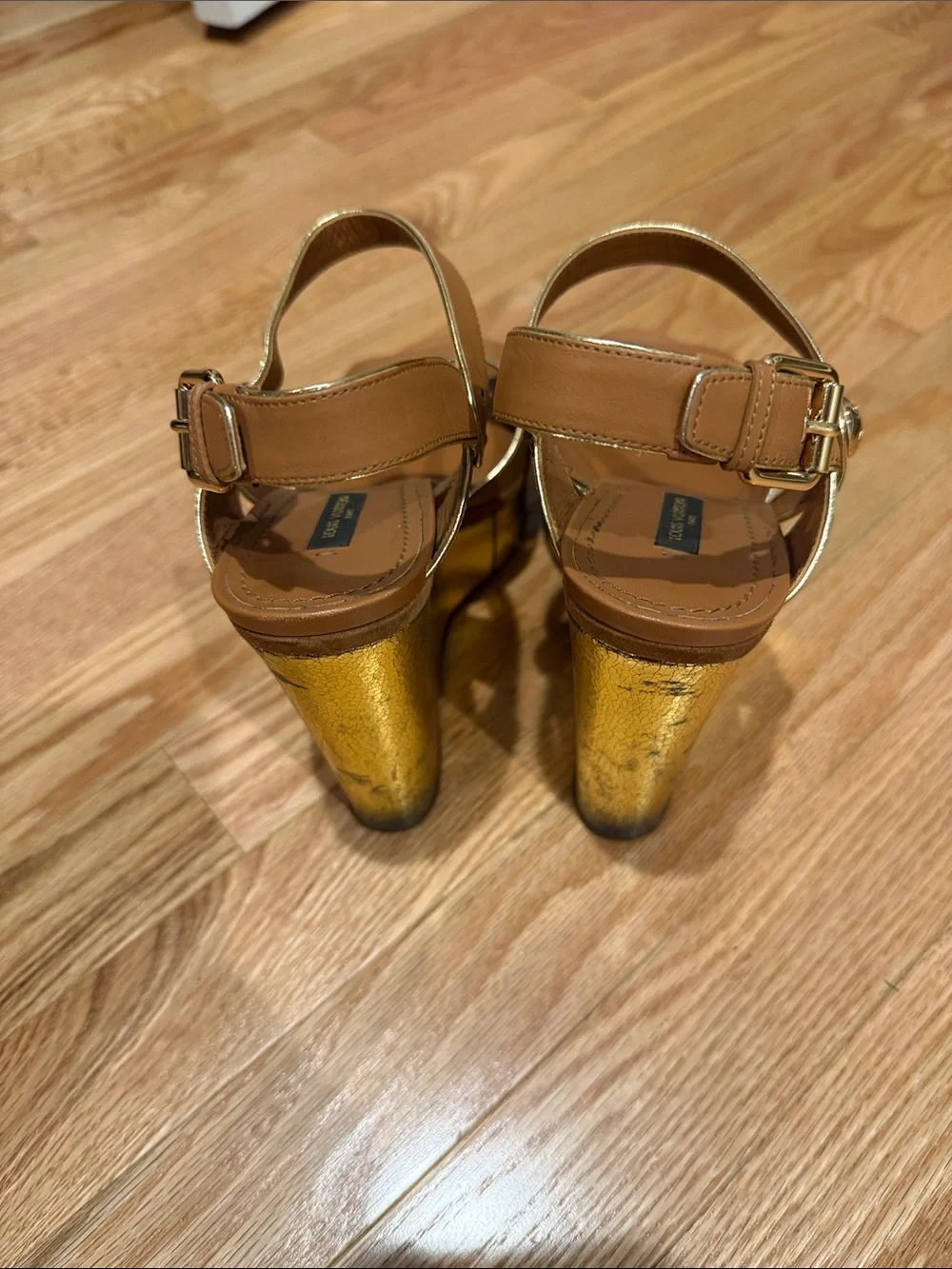 Louis Vuitton Tan Leather Platform Ankle-Strap Sandals